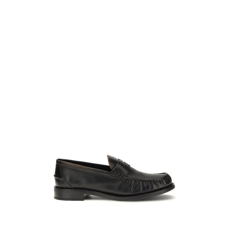 Prada Black Calf Leather Bos Taurus Slip-On Loafers - ClickThatClicks 