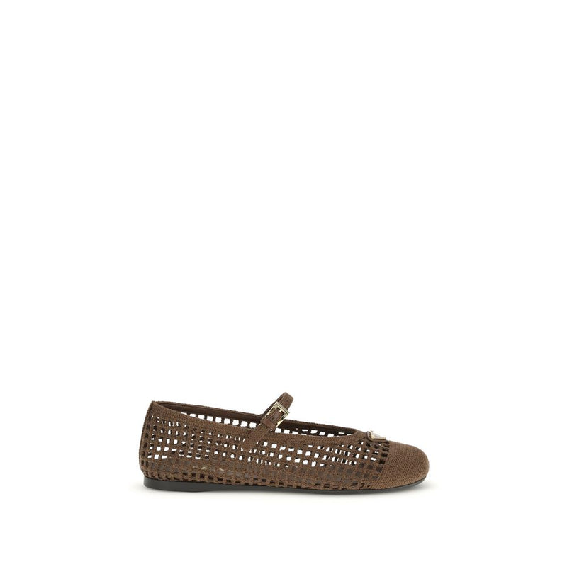 Prada Brown Cotton Ballet Flats - ClickThatClicks 