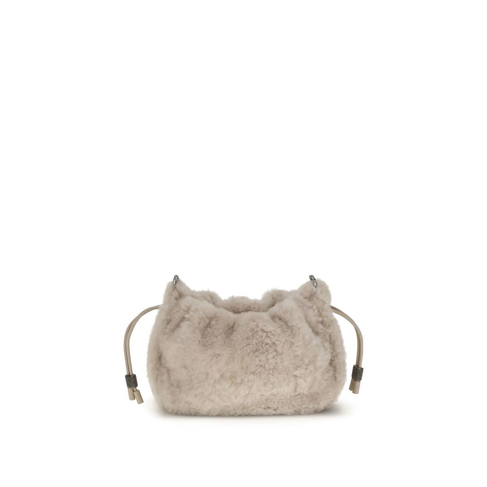 Brunello Cucinelli Gray Fur Shoulder Bag - ClickThatClicks 