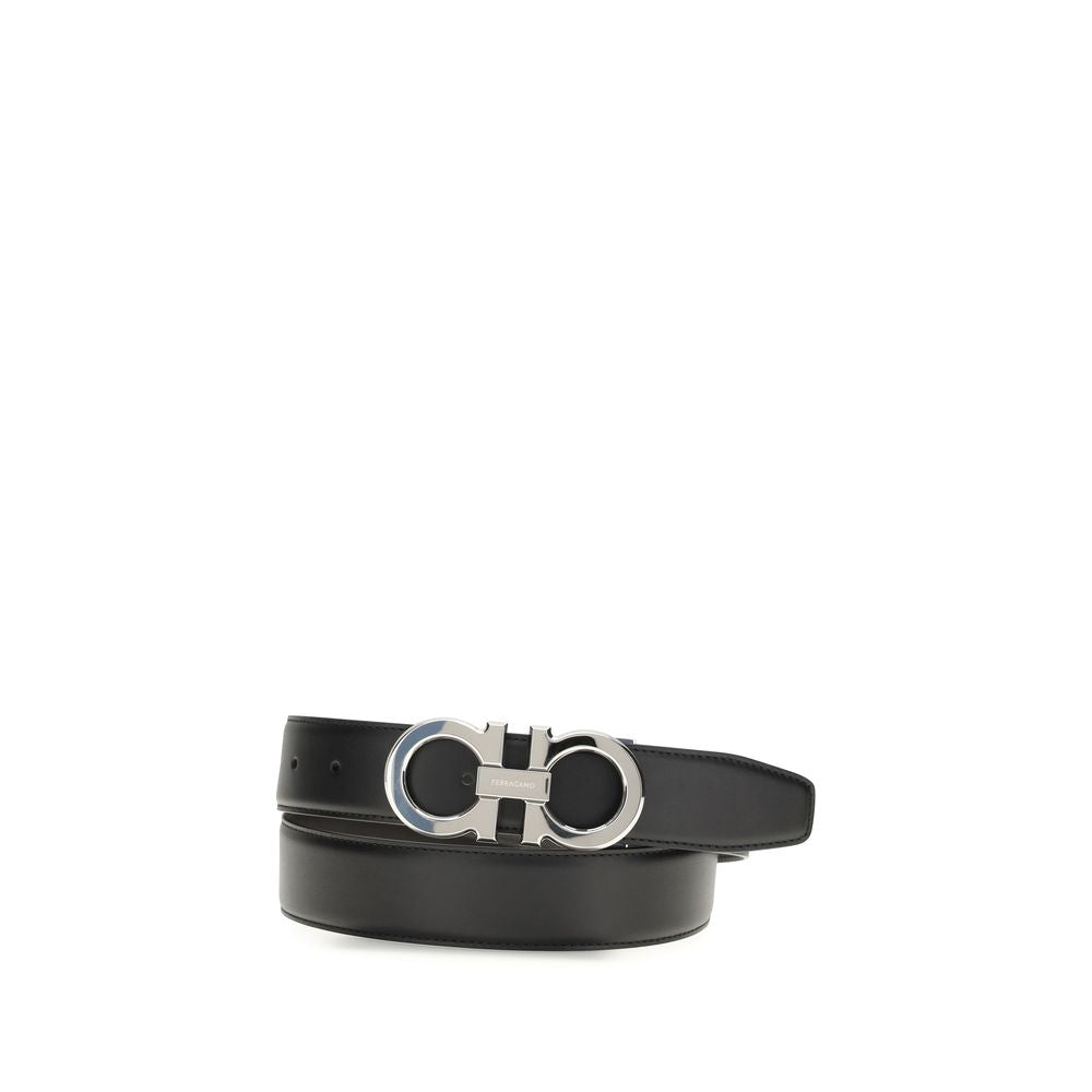 Ferragamo Black Calf Leather Bos Taurus Regular Belt - ClickThatClicks 