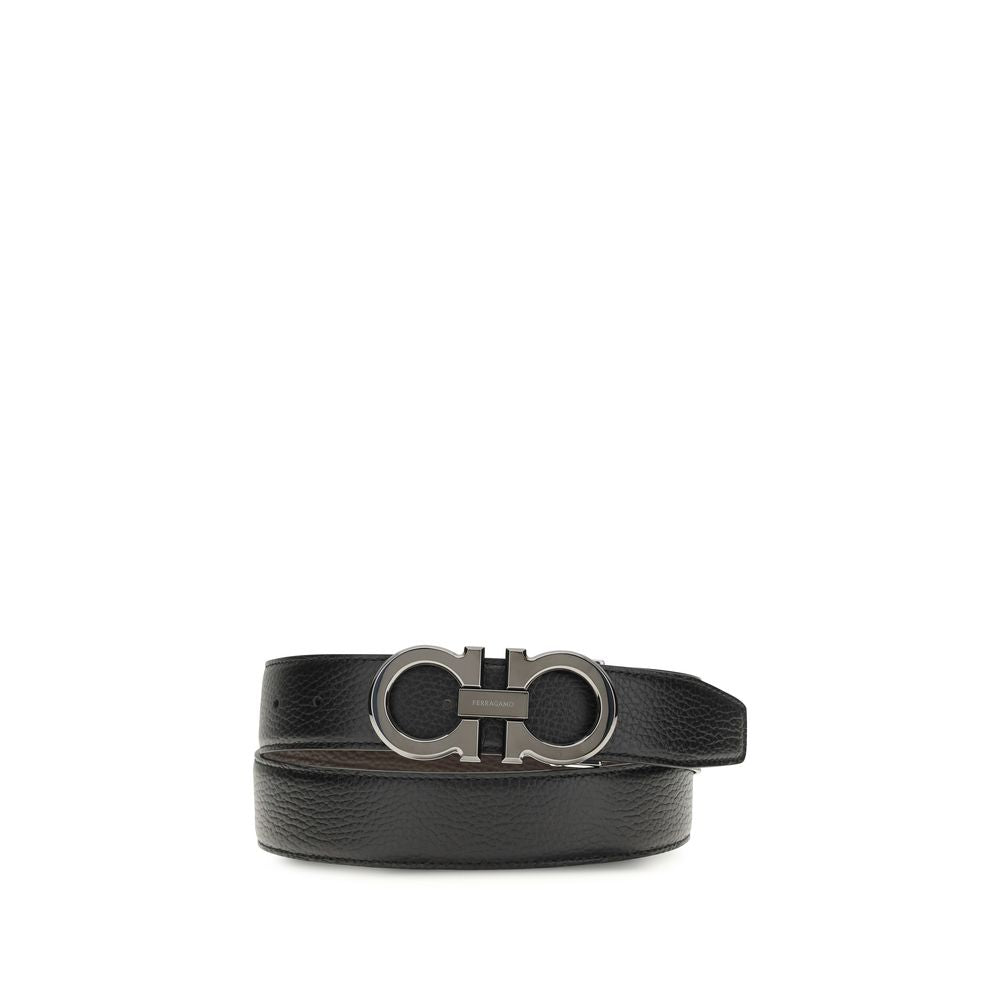 Ferragamo Black Calf Leather Bos Taurus Regular Belt - ClickThatClicks 