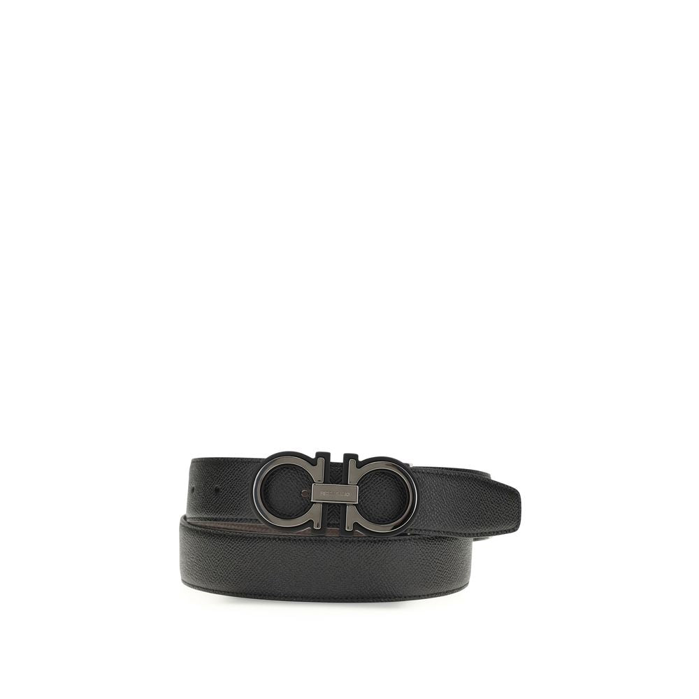 Ferragamo Black Calf Leather Bos Taurus Regular Belt - ClickThatClicks 