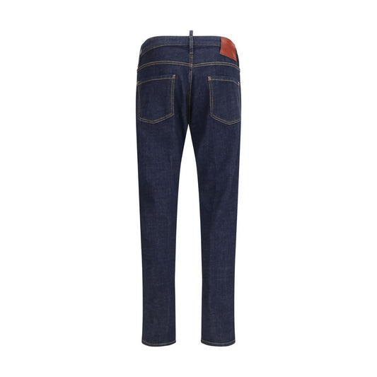 Dsquared² Blue Calf Leather Bos Taurus Jeans Denim