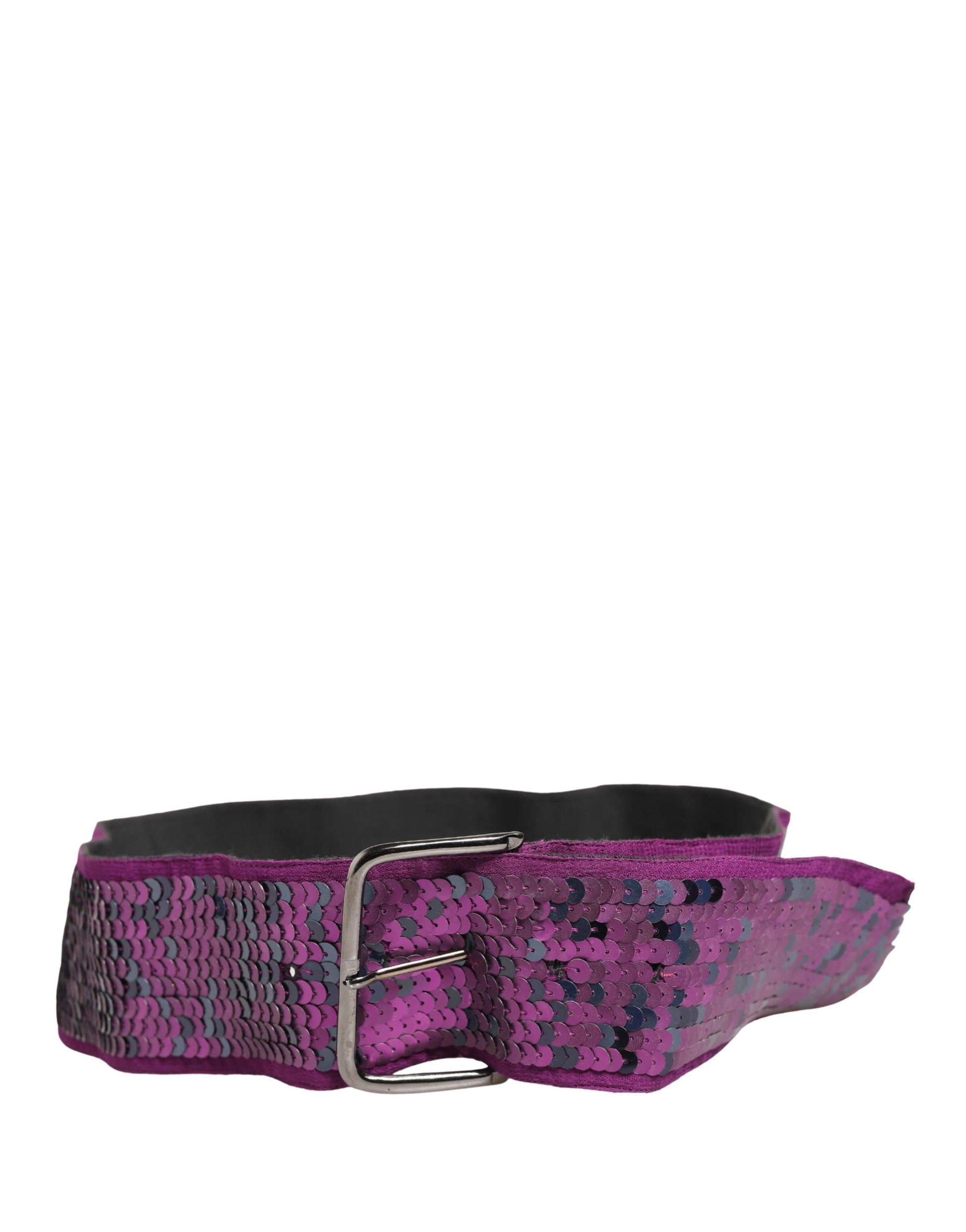 GF Ferre Women Purple Sequined Silver Metal Buckle Belt - ClickThatClicks 