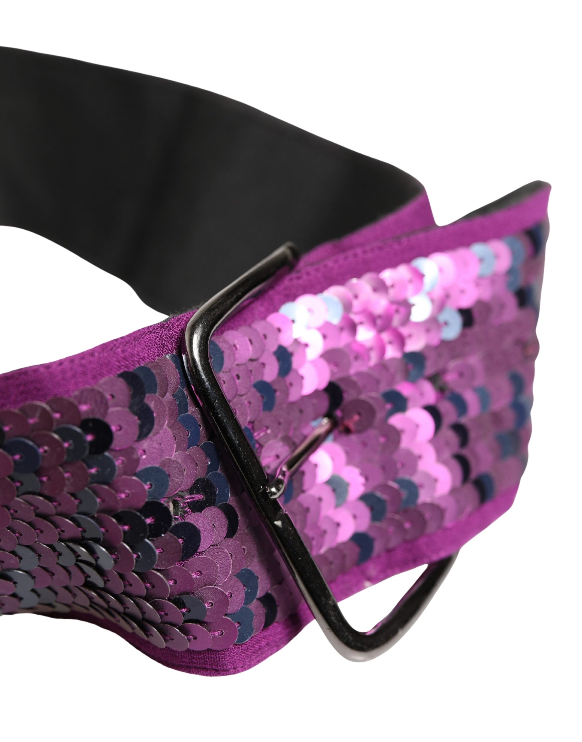 GF Ferre Women Purple Sequined Silver Metal Buckle Belt - ClickThatClicks 