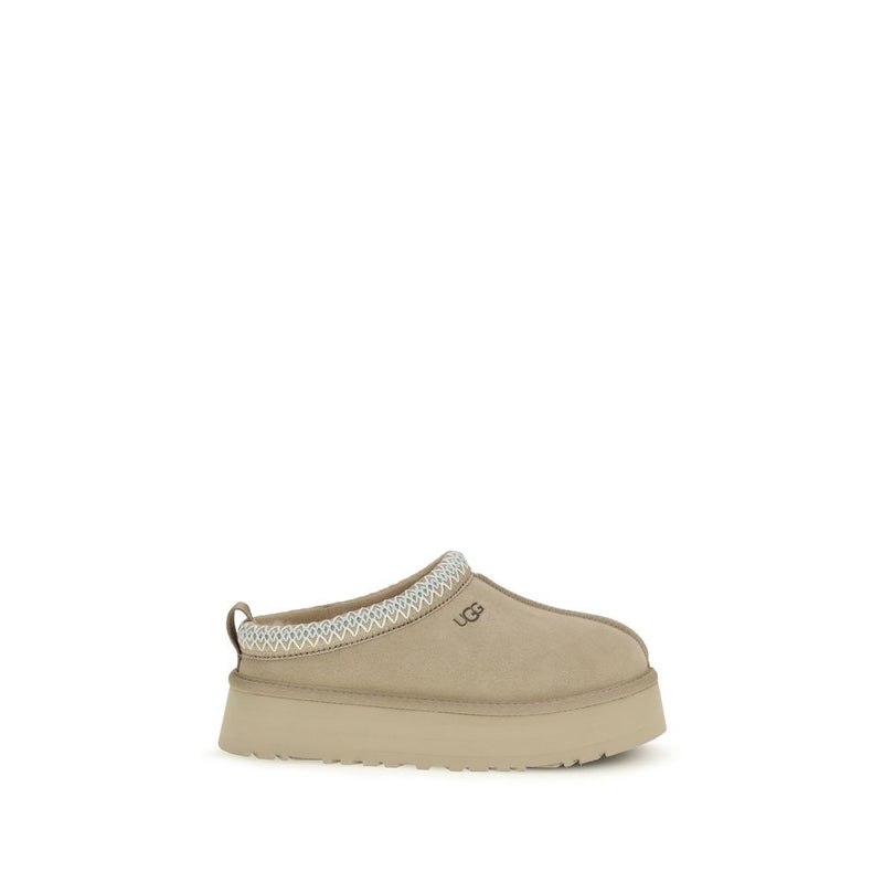 UGG Beige Calf Leather Bos Taurus Mules - ClickThatClicks 