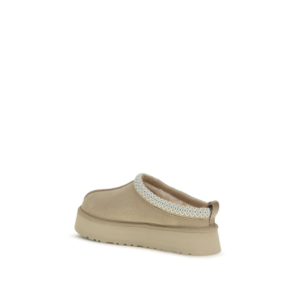 UGG Beige Calf Leather Bos Taurus Mules - ClickThatClicks 