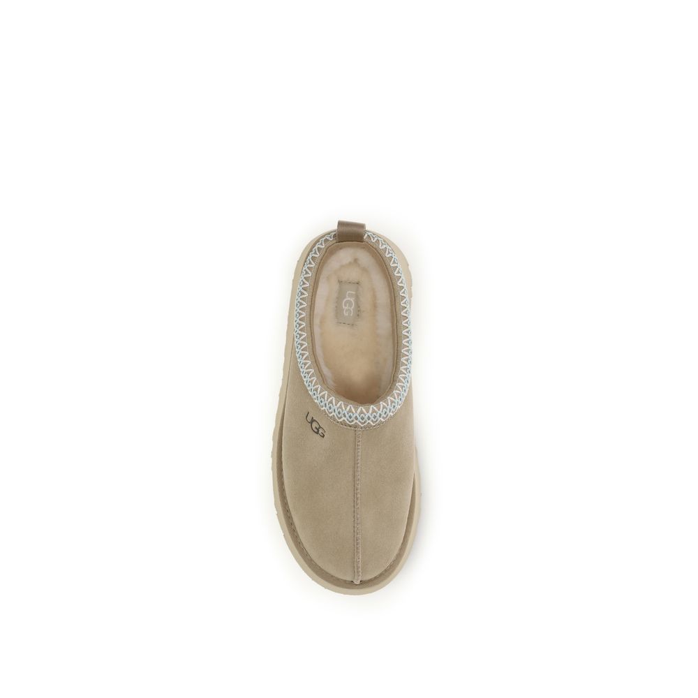 UGG Beige Calf Leather Bos Taurus Mules - ClickThatClicks 
