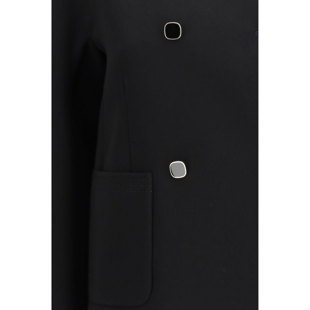 Max Mara Black Triacetate Full-Length Jacket - ClickThatClicks 