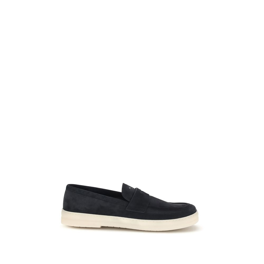 Prada Blue Calf Leather Bos Taurus Slip-On Loafers - ClickThatClicks 