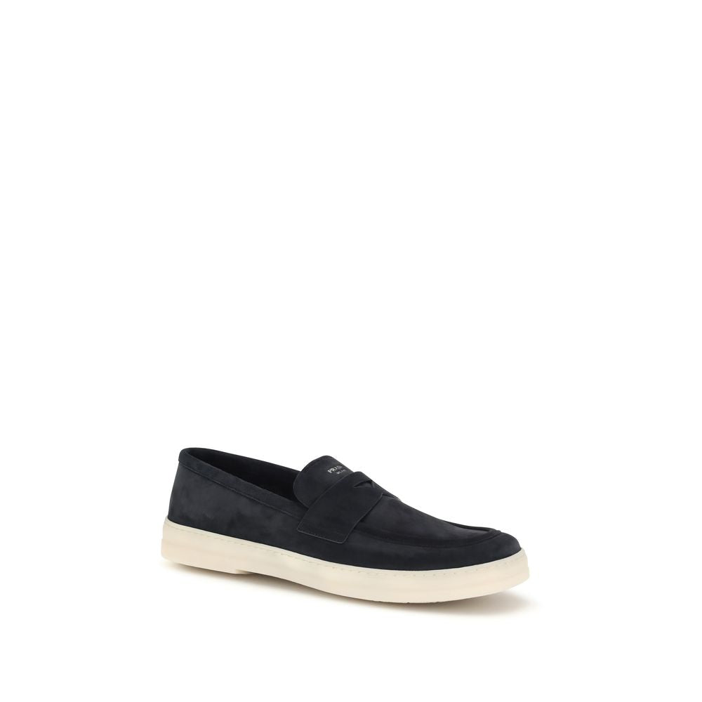 Prada Blue Calf Leather Bos Taurus Slip-On Loafers - ClickThatClicks 