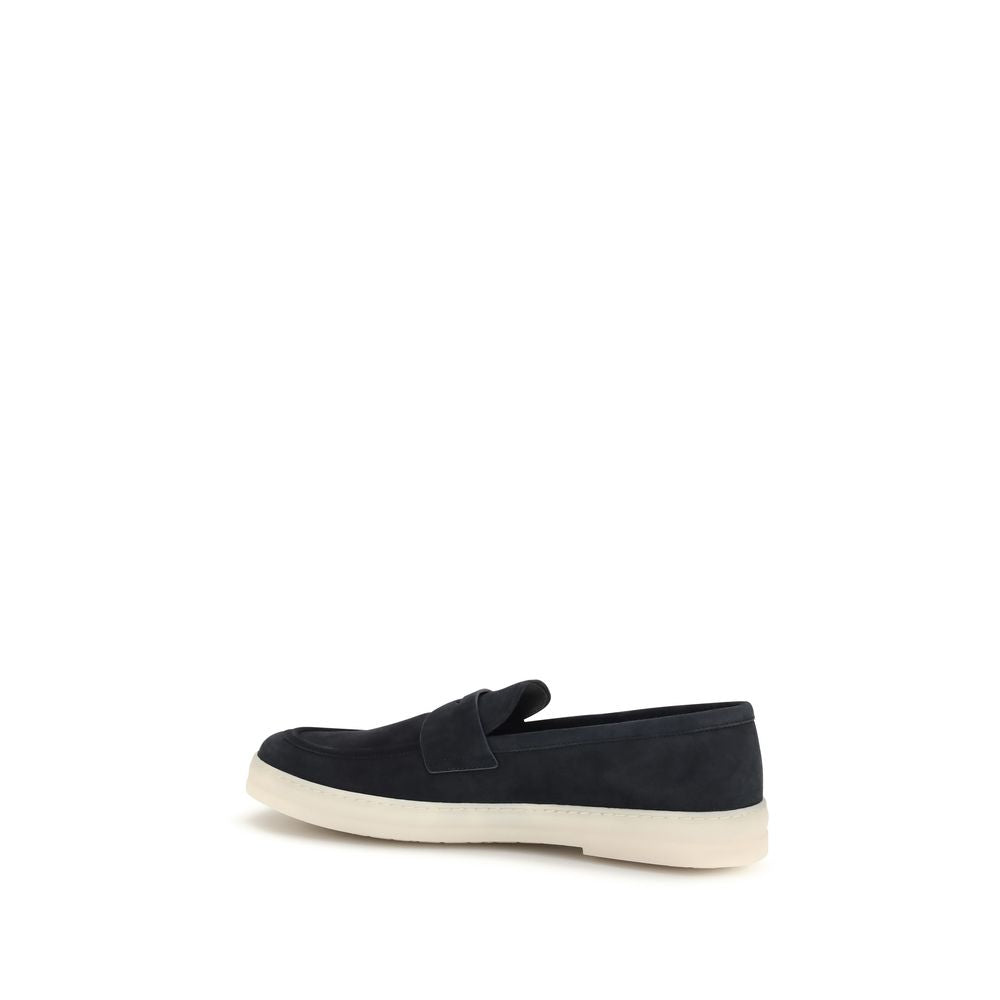 Prada Blue Calf Leather Bos Taurus Slip-On Loafers - ClickThatClicks 
