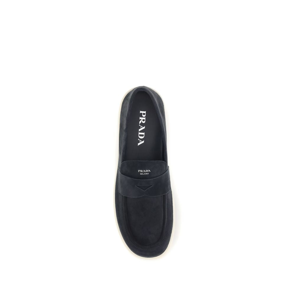Prada Blue Calf Leather Bos Taurus Slip-On Loafers - ClickThatClicks 