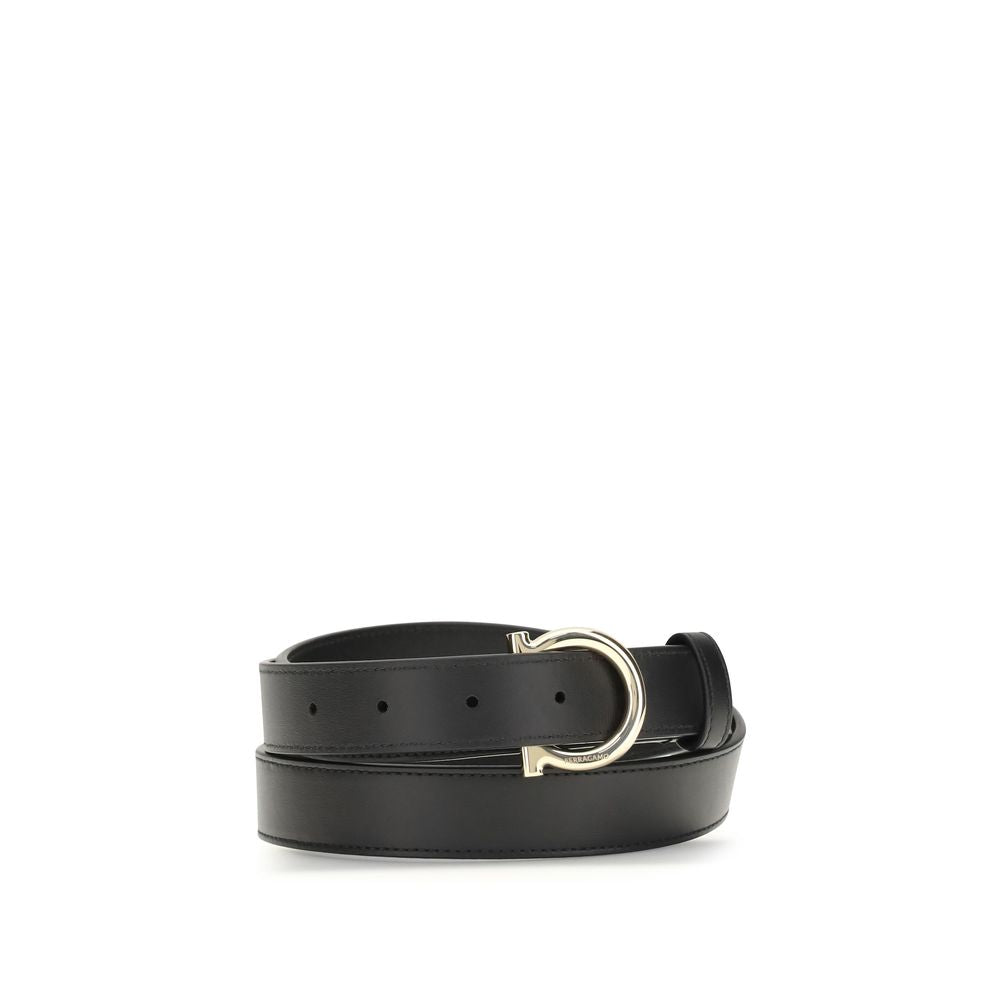 Ferragamo Black Calf Leather Bos Taurus Regular Belt - ClickThatClicks 