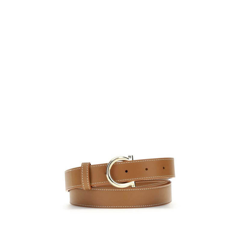 Ferragamo Beige Calf Leather Bos Taurus Regular Belt - ClickThatClicks 