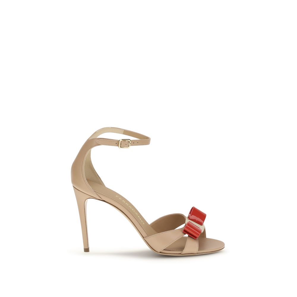 Ferragamo Beige Calf Leather Bos Taurus Stiletto Heel Sandals - ClickThatClicks 