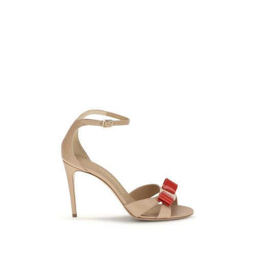 Ferragamo Beige Calf Leather Bos Taurus Stiletto Heel Sandals - ClickThatClicks 