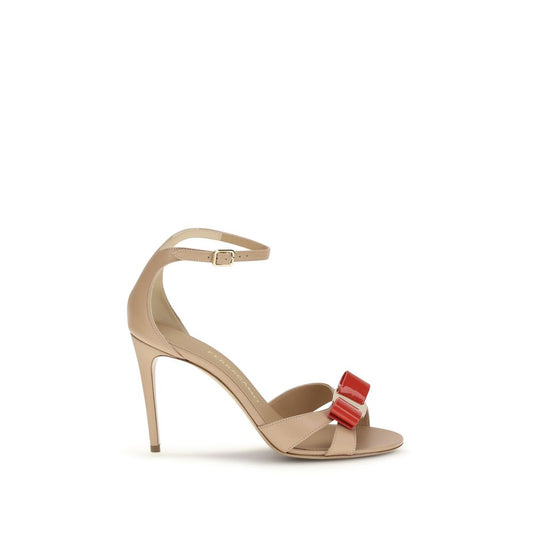 Ferragamo Beige Calf Leather Bos Taurus Stiletto Heel Sandals - ClickThatClicks 