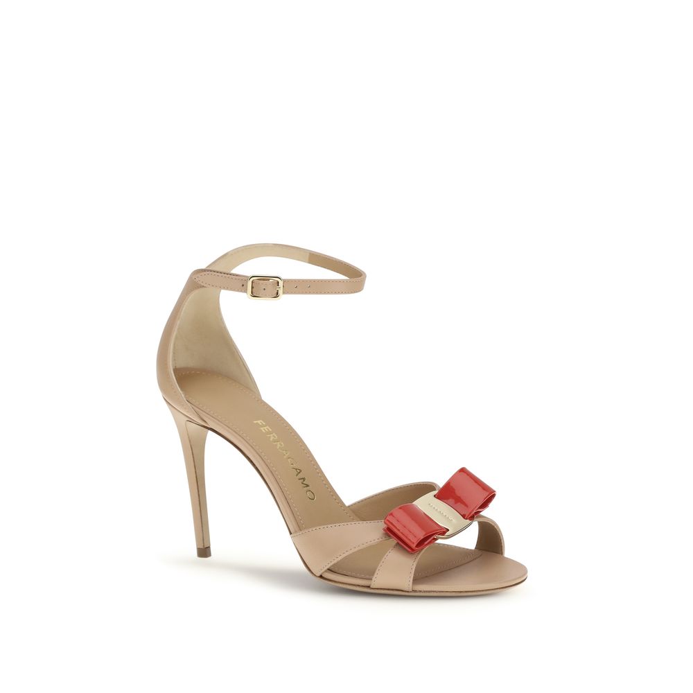 Ferragamo Beige Calf Leather Bos Taurus Stiletto Heel Sandals - ClickThatClicks 