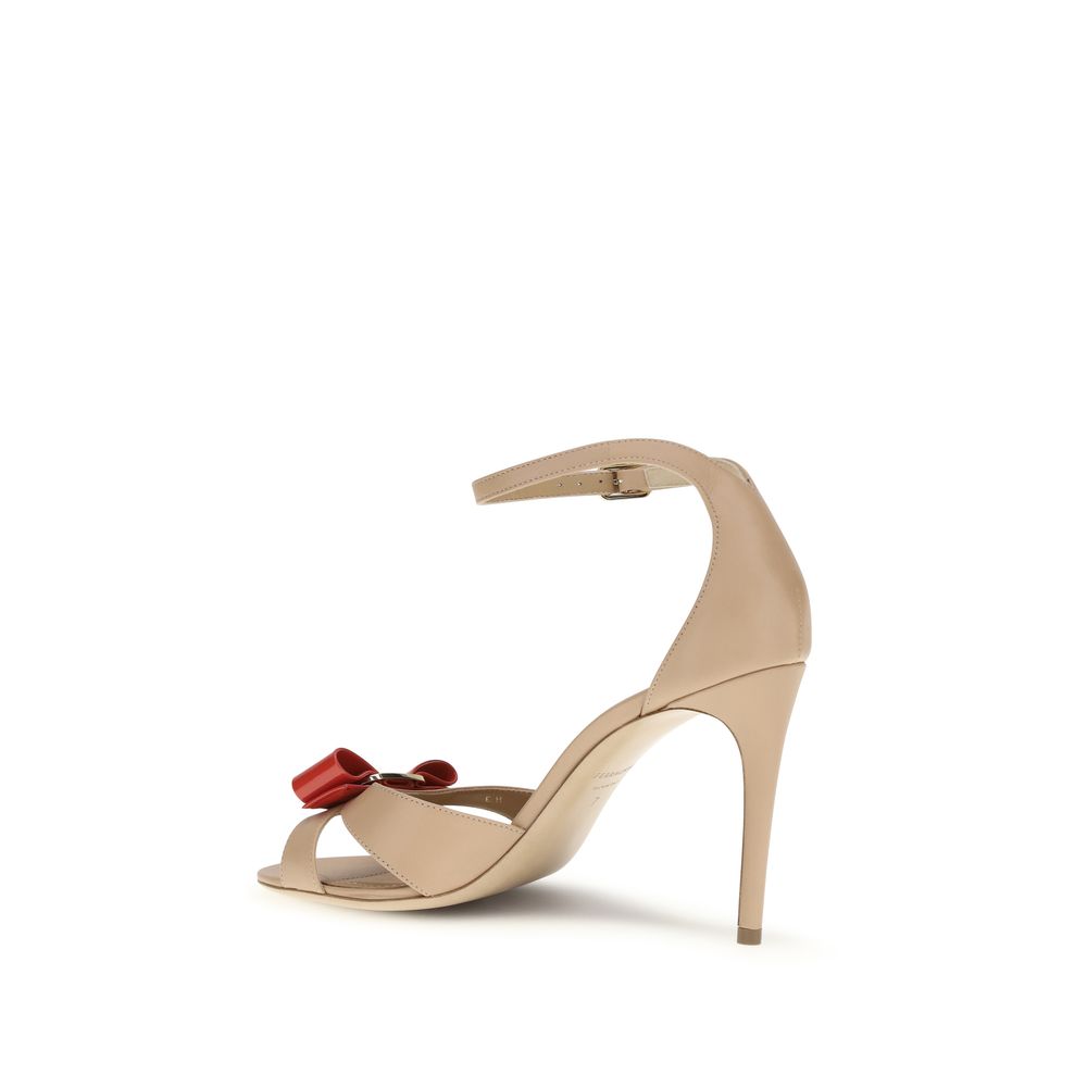 Ferragamo Beige Calf Leather Bos Taurus Stiletto Heel Sandals - ClickThatClicks 