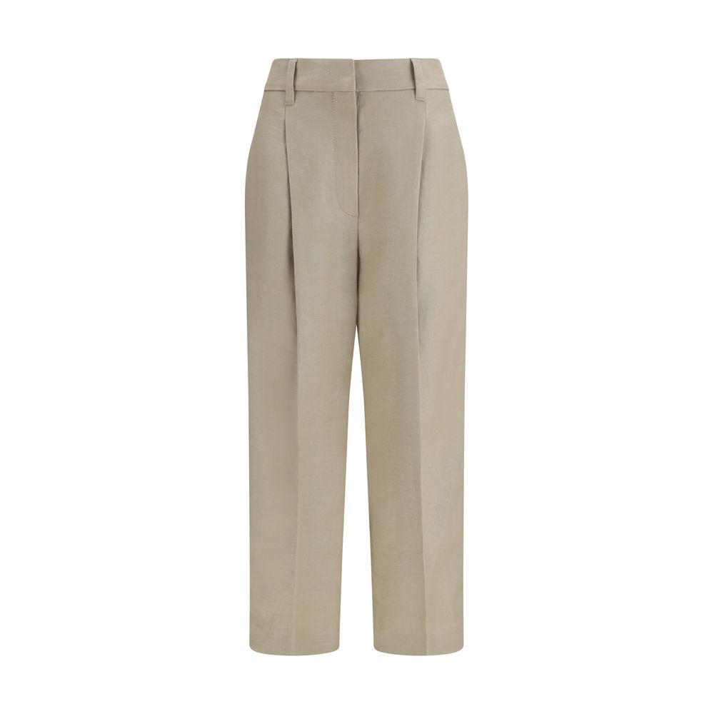Brunello Cucinelli Beige Linen Casual Pants - ClickThatClicks 