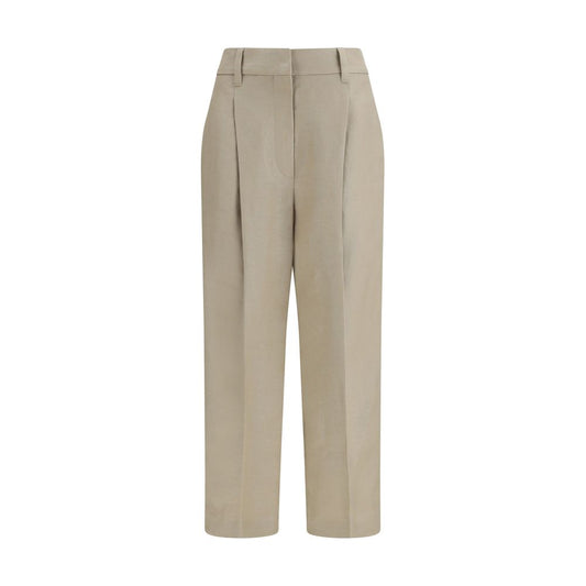 Brunello Cucinelli Beige Linen Casual Pants - ClickThatClicks 