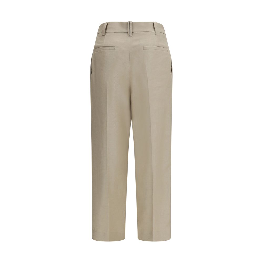 Brunello Cucinelli Beige Linen Casual Pants - ClickThatClicks 