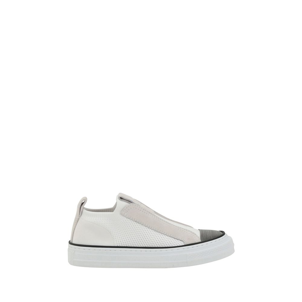 Brunello Cucinelli White Nylon Low Top Sneakers - ClickThatClicks 