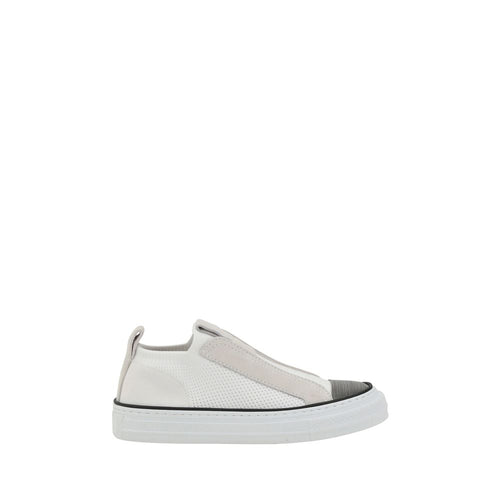 Brunello Cucinelli White Nylon Low Top Sneakers - ClickThatClicks 