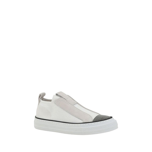 Brunello Cucinelli White Nylon Low Top Sneakers - ClickThatClicks 