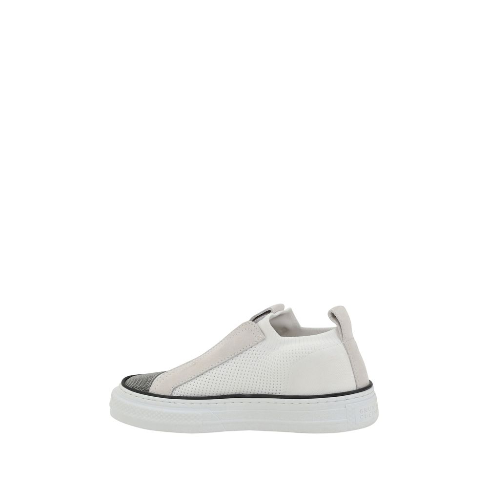 Brunello Cucinelli White Nylon Low Top Sneakers - ClickThatClicks 