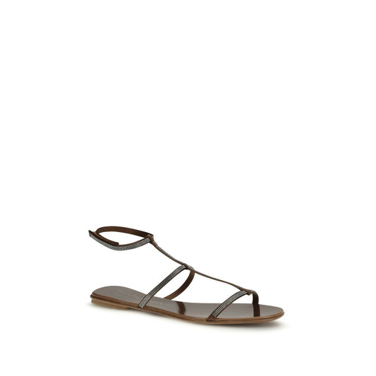 Pedro García Brown Calf Leather Bos Taurus Strap-On Sandals - ClickThatClicks 