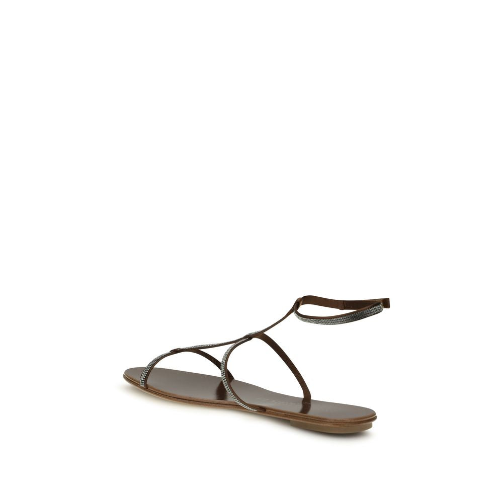 Pedro García Brown Calf Leather Bos Taurus Strap-On Sandals - ClickThatClicks 