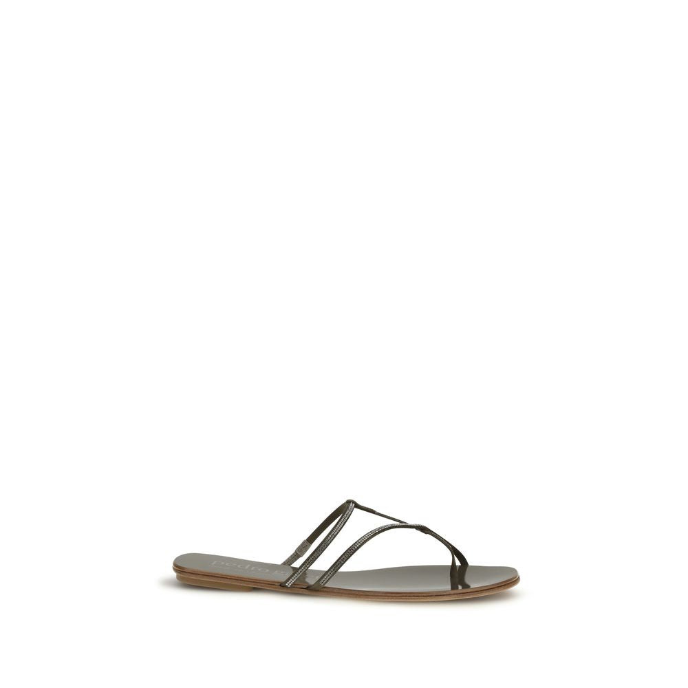 Pedro García Brown Calf Leather Bos Taurus Flat Sandals - ClickThatClicks 