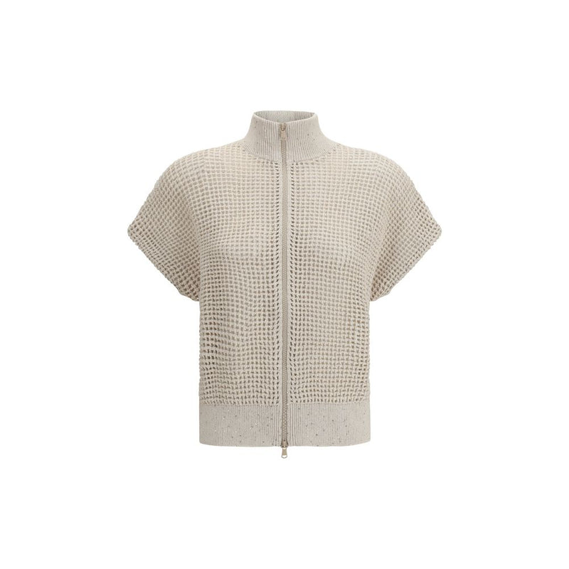 Brunello Cucinelli Beige Cotton Cardigan - ClickThatClicks 