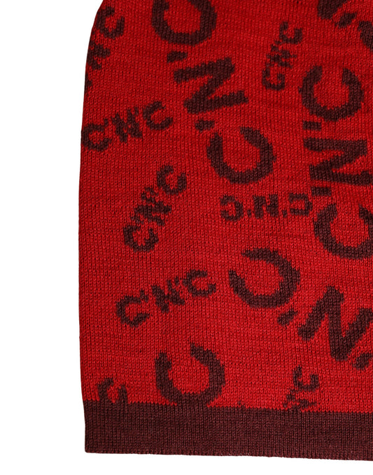 Costume National Red Wool Blend Branded Beanie Capello Hat - ClickThatClicks 