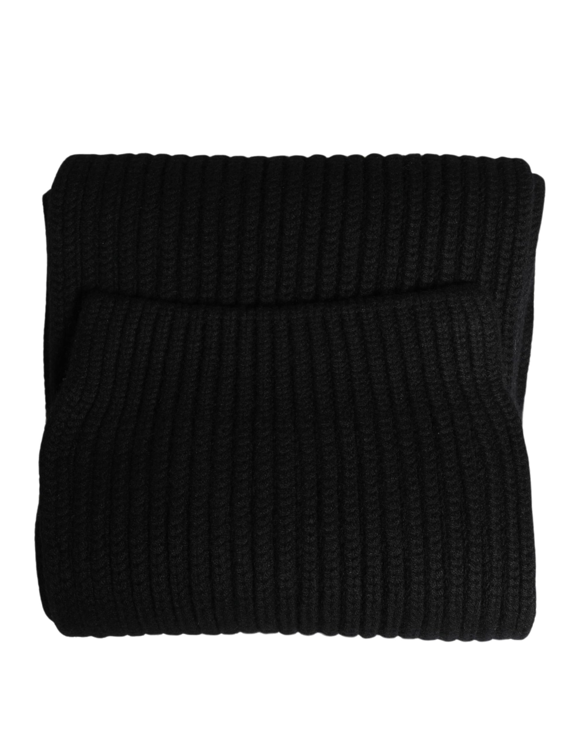 Dolce & Gabbana Black Cashmere Knitted Men Neck Warmer One Size Scarf - ClickThatClicks 