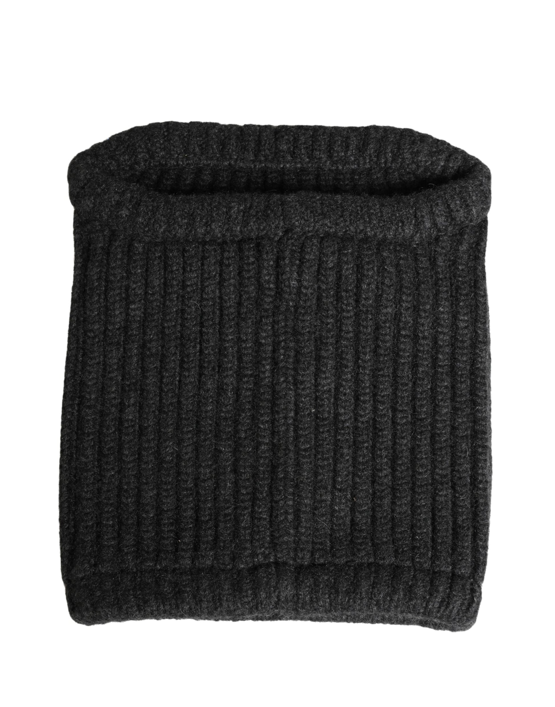 Dolce & Gabbana Black Cashmere Knitted Men Winter Neck Warmer Hat - ClickThatClicks 