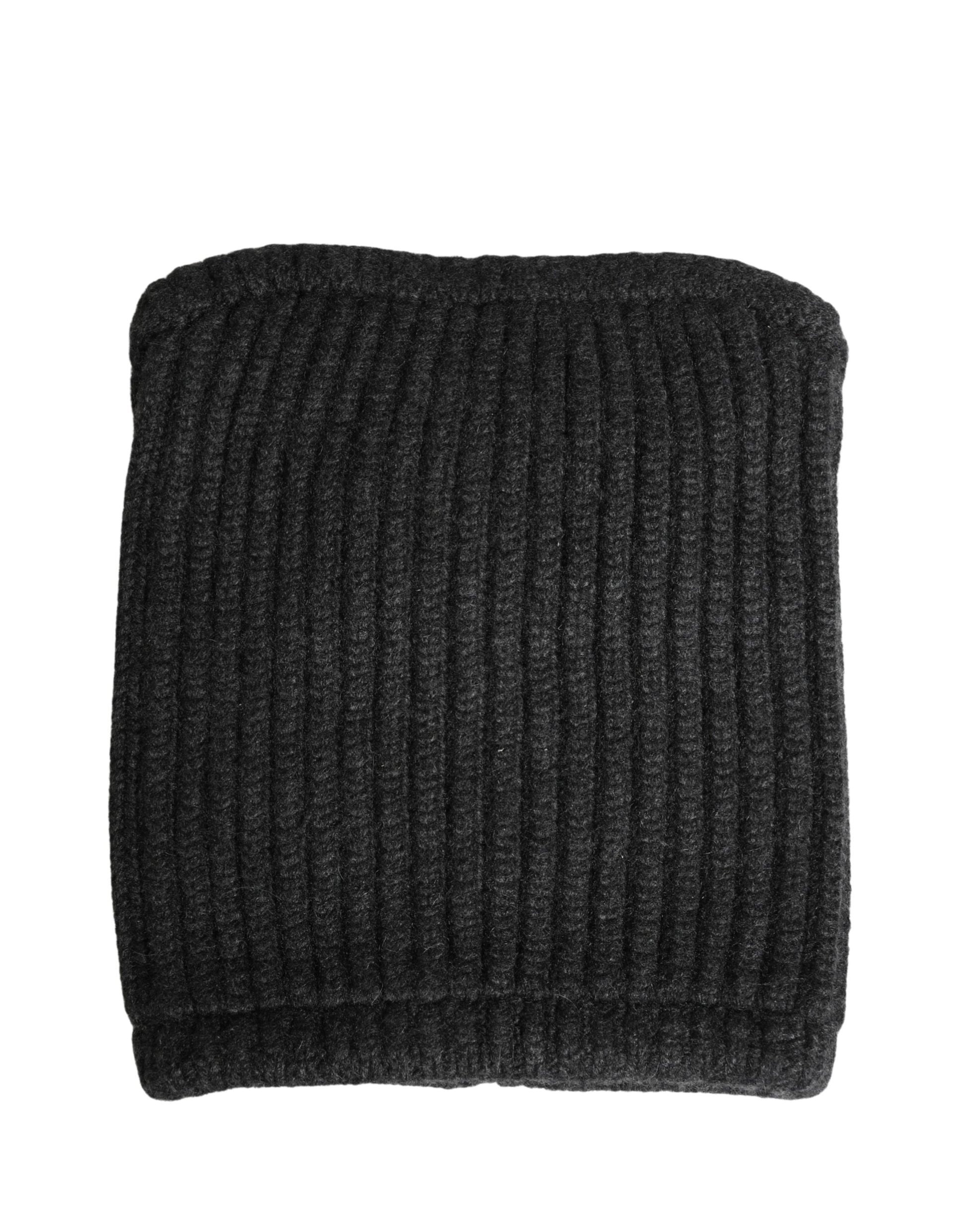 Dolce & Gabbana Black Cashmere Knitted Men Winter Neck Warmer Hat - ClickThatClicks 