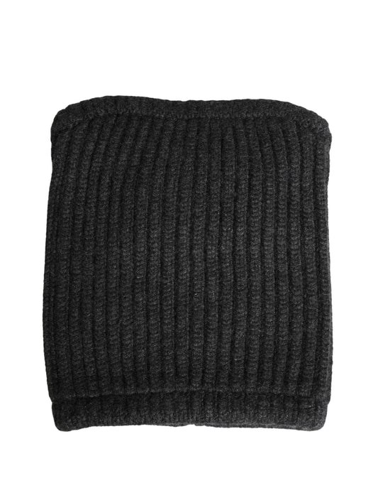Dolce & Gabbana Black Cashmere Knitted Men Winter Neck Warmer Hat - ClickThatClicks 