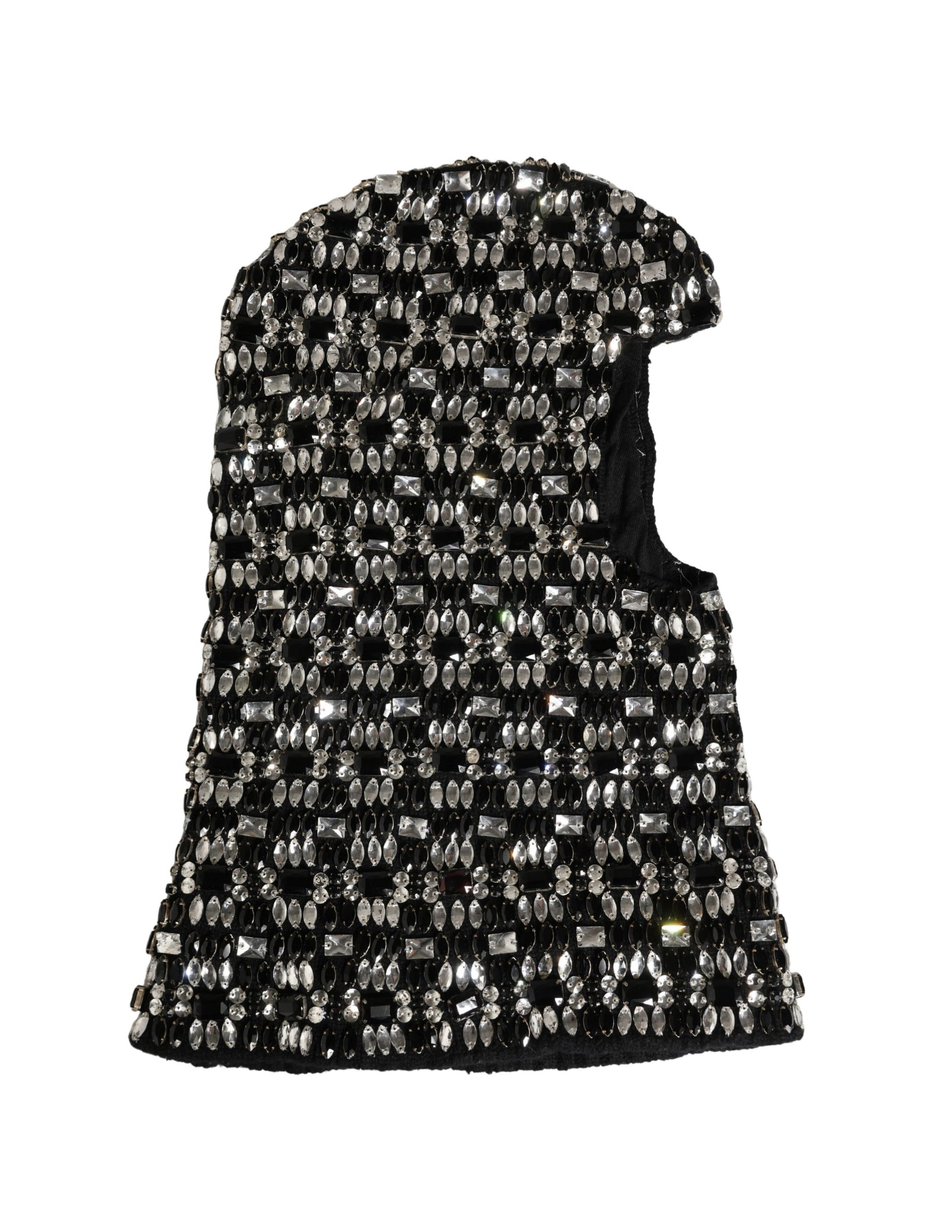 Dolce & Gabbana Black Wool Crystal Embellished Balaclava Hat - ClickThatClicks 