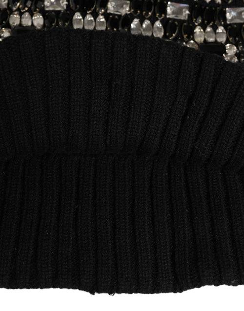 Dolce & Gabbana Black Wool Crystal Embellished Balaclava Hat - ClickThatClicks 