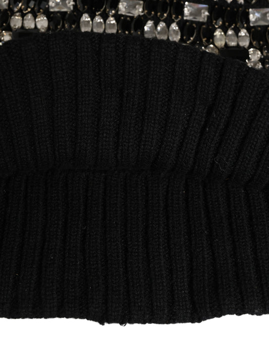 Dolce & Gabbana Black Wool Crystal Embellished Balaclava Hat - ClickThatClicks 