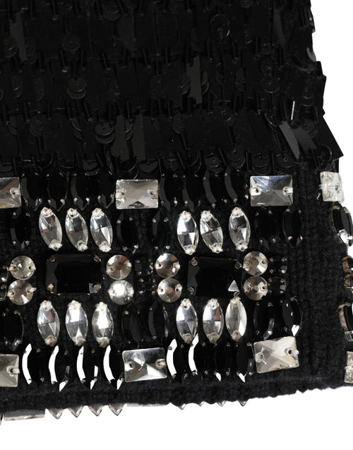 Dolce & Gabbana Black Wool Crystal Embellished Balaclava Hat - ClickThatClicks 