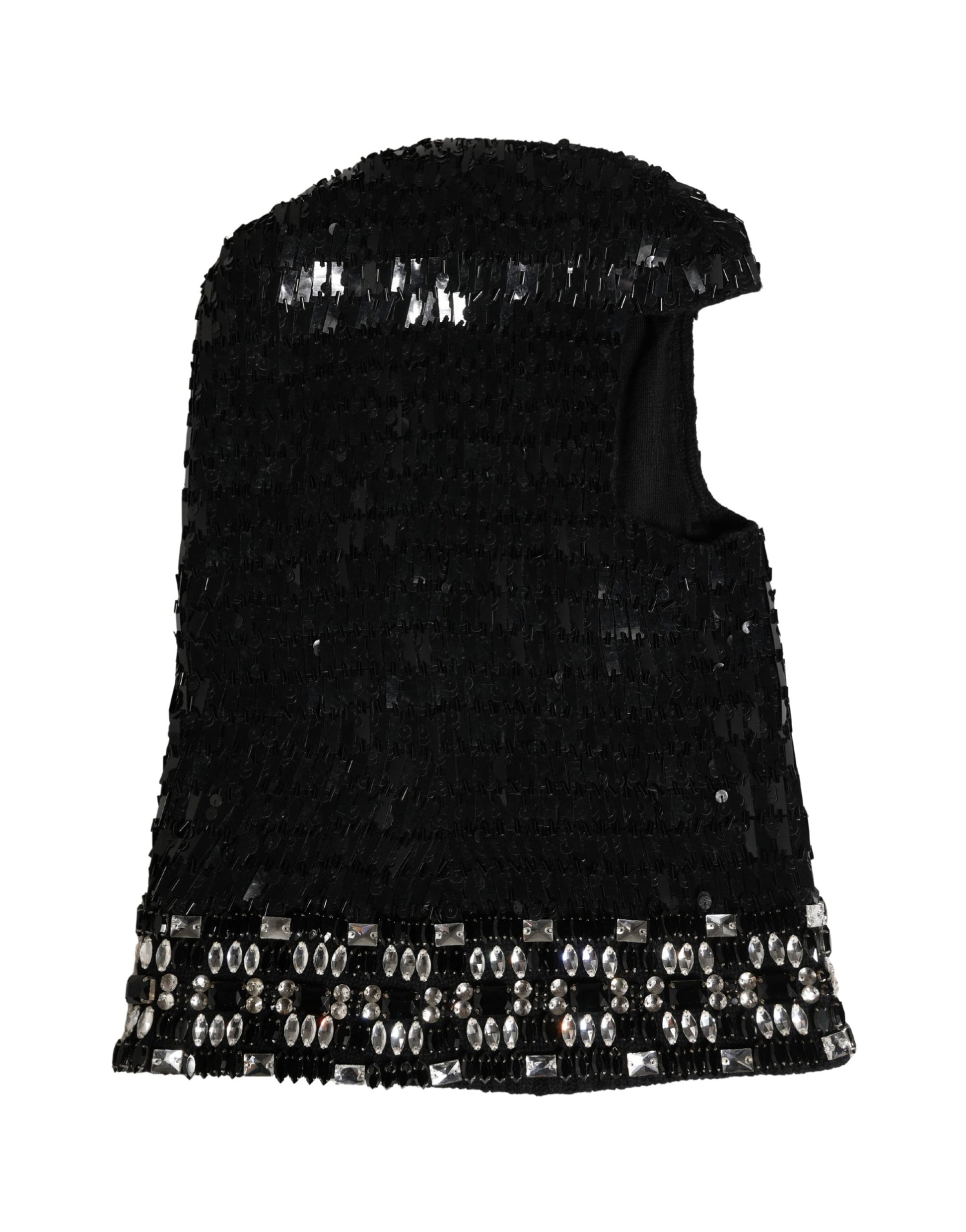 Dolce & Gabbana Black Wool Crystal Embellished Balaclava Hat - ClickThatClicks 