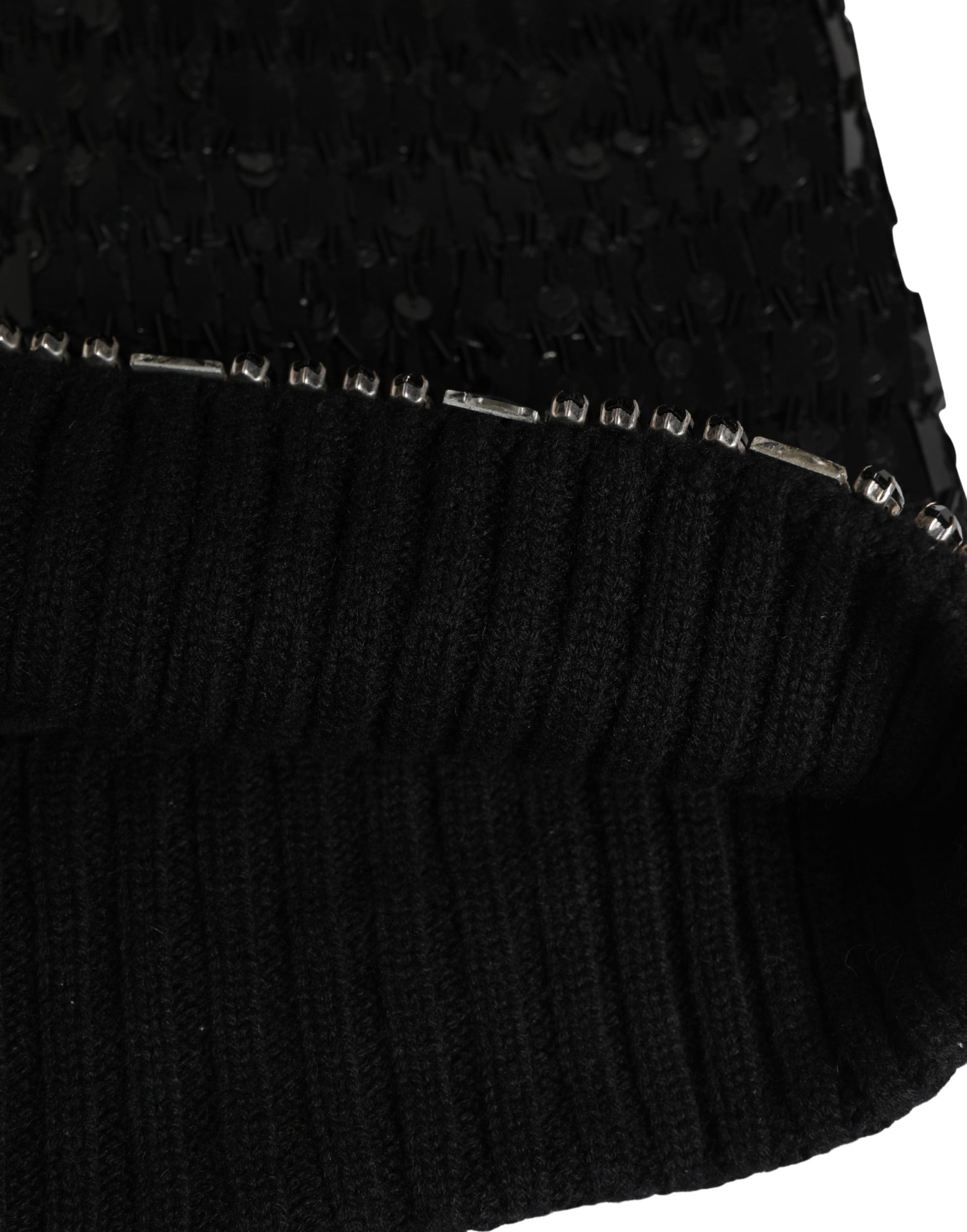 Dolce & Gabbana Black Wool Crystal Embellished Balaclava Hat - ClickThatClicks 