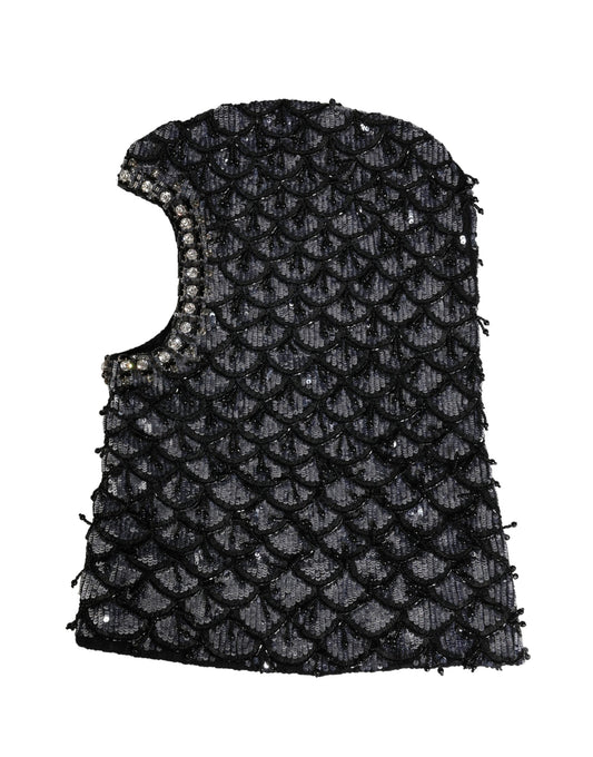 Dolce & Gabbana Black Wool Crystal Embellished Balaclava Hat - ClickThatClicks 