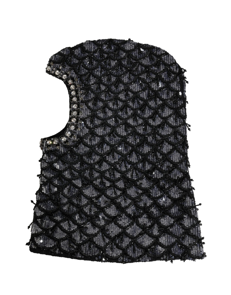 Dolce & Gabbana Black Wool Crystal Embellished Balaclava Hat - ClickThatClicks 
