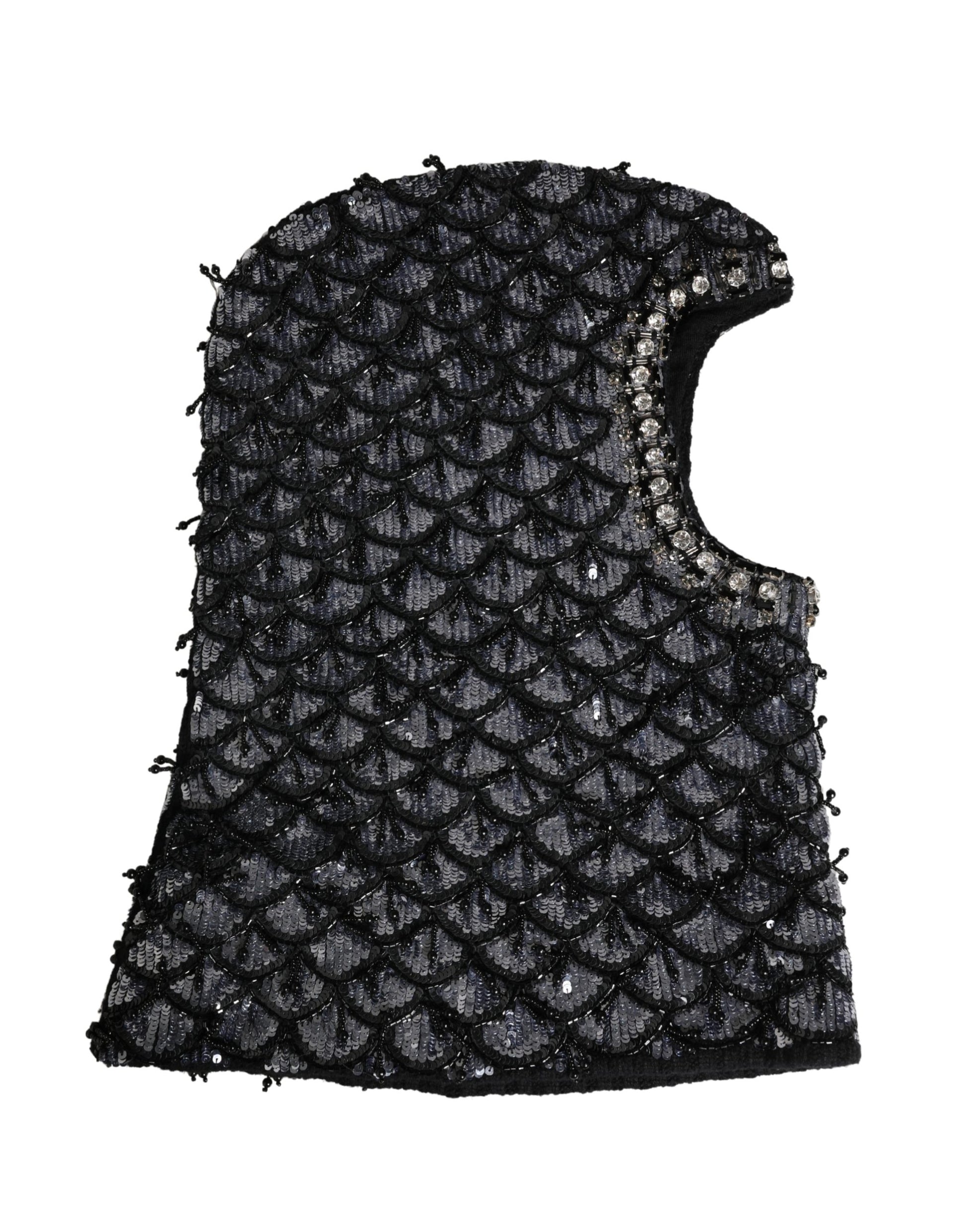 Dolce & Gabbana Black Wool Crystal Embellished Balaclava Hat - ClickThatClicks 