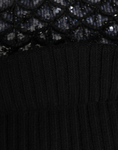 Dolce & Gabbana Black Wool Crystal Embellished Balaclava Hat - ClickThatClicks 